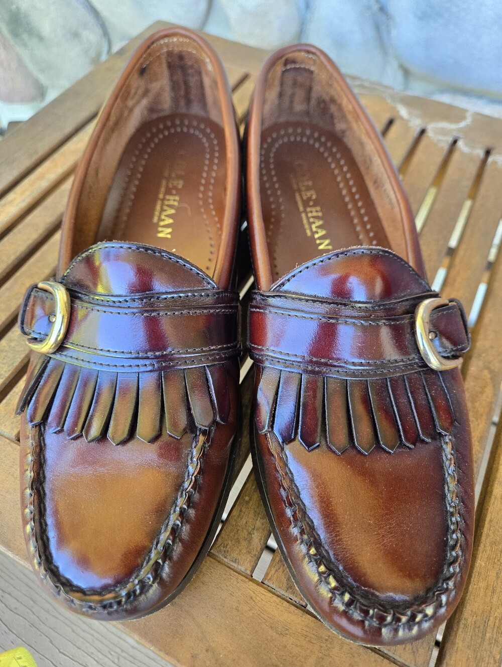 Cole Haan Men's Vintage Kiltie Monk Handsewn American Leather Loafer Size 10.5 D